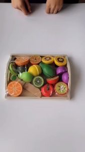 Simulation Kitchen Pretend Toy Wooden Classic Game Montessori Educational Toy For Children Kids Gift Cutting Fruit Vegetable Set2026