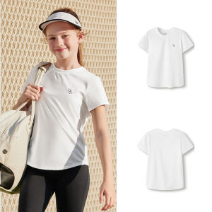 Balabala เสื้อยืดแขนสั้นเด็กผู้ชายเด็กผู้หญิง2025ใหม่เสื้อยืดผู้หญิงแฟชั่นใหม่เสื้อผ้ากีฬาแห้งเร็วอินเทรนด์