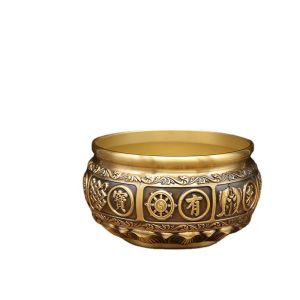 Brass Cornucopia Double Fish Lotus Treasure Bowl Home Office Fengshui Wealth Decor Attracting Wealth Bowl
