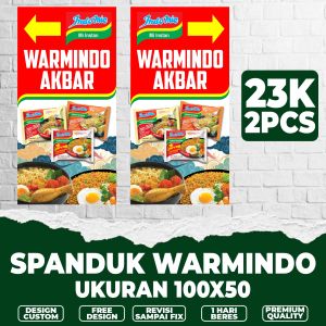 SPANDUK BANNER WARMINDO DAPAT 2PCS KIRI KANAN / BANNER WARUNG MAKAN INDOMIE KEKINIAN