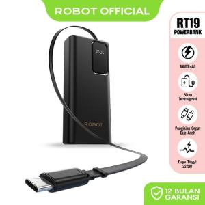 Robot Powerbank RT19 Fast Charging Real Capacity 10000mAh 22.5W LED Digital - Gaansi Resmi 1 Tahun