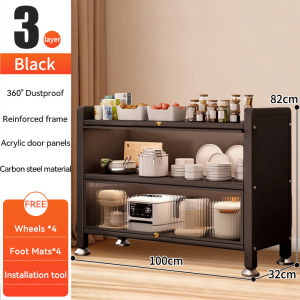 Rak Dapur Kitchen Storage Rack Multifunction With Door Wheels Rack Microwave Oven Cabinet Kitchen Storage Racks