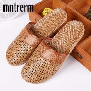 Mntrerm Summer Natural Bamboo Rattan Cane Grass Weaving Slippers Shoes Vine Grass Men Casual Slippers Non-slip Couples Slippers2026