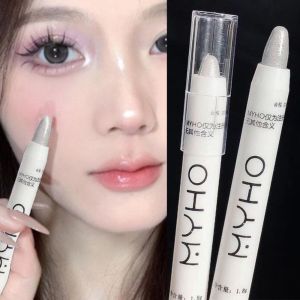 BAIXL Matte White Waterproof Cosmetics Women Eye Shadow Liner Stick Highlight Pen Brighten Diamond Silkworm Pencil White Highlighter Pencil Glitter Eyeshadow Pen Lying Silkworm Pencil