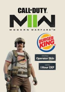 Call of Duty : Modern Warfare 2 II - Burger King Operator Skin + 1 Hour 2XP (DLC)