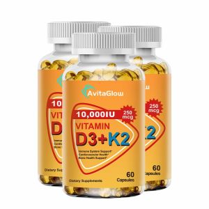 AvitaGlow 10000IU Vitamin D3+K2 Capsules Immune System Support Cardiovascular Health Bone Health Support