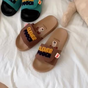 XIXITIAO Indoor slippers Comfortable Head Dog Fashion One-Word Couple Slippers Indoor Outdoor Summer Men Women Color-Block Fun Sandals