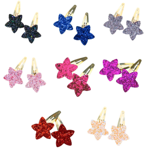 2PCS Glittering 2000s Hairclip Fivepointed Star Hairpin Snap Side Clip Barrette Pet Hair Pin All Age Hair Styling Tool