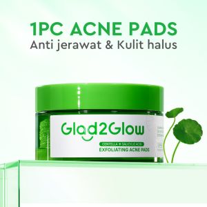 Glad2Glow Centella Salicylic Acid Exfoliating Acne Pads acne patch jerawat obat jerawat acne spot serum bagi remaja dan pemula Salicylic skincare bahan alami dibuat untuk membantu merawat kulit berjerawat Antijerawat g2glow official store