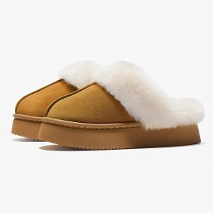 Dép Bông Nữ Lót Lông Mềm Kín Mũi | Dép Lông Nữ Đế Dày Ấm Chân Đi Trong Nhà Size 36–41