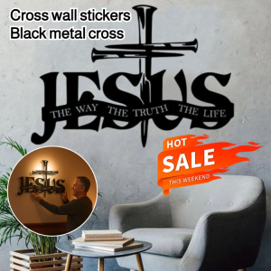 🔥Christmas wall decorations Cross wall stickers Black metal cross Easter decorations Wall art decorations 耶稣十字架壁挂 黑色金属十字墙艺术壁挂