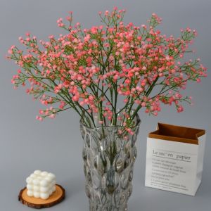 SJJL 90Heads Artificial Flowers Bouquet 7 Colors 52cm Plastic Vase Accessories DIY Party Decoration Gypsophila Fake Flower Home Decor