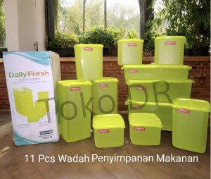11 pcs Toples Set / Wadah Penyimpanan Makanan Plastik Tutup Kedap udara / Guna Bakti Unggul