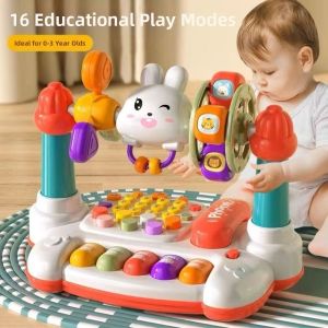 VERIDIAI 16 trong 1 Bàn phím đàn piano nhạc xoay Tương tác Sáng tạo Đồ chơi đàn piano cho bé Công cụ học tập Nhạc cụ Đồ chơi âm nhạc giáo dục sớm Quà tặng trẻ em