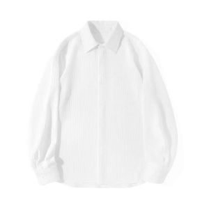 Mens Solid Color Shirt New Casual Long Sleeved Shirt Korean Version Mens Shirt for Men