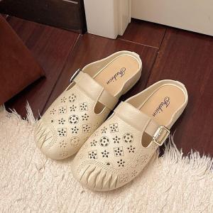 [Free Shipping] New Non-Slip MomS Slippers Closed-Toe Flat Slippers Perforated Closed-Toe Shoes For Home And Outdoor Use WomenS Slippers