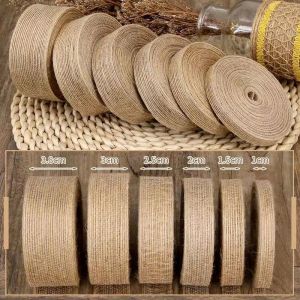 5Yards 6mm-50mm Natural Jute Ribbon Bow Crafts DIY Vintage Jute Burlap Fabric Gift Wrap Sewing Party Wedding Christmas Decortion