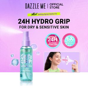DAZZLE ME Get a Grip! Makeup Setting Spray Hydro Fix 60ml – 4D Hyaluronic Acid + Ectoin + Ceramide NP + Centella Water-Resistant Dewy Fix For Dry & Dehydrated Skin