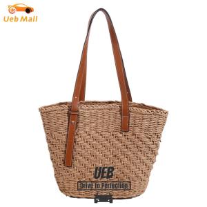 [UEB Mall]Straw Beach Bag Large Summer Shoulder Bag Woven Vacation Bag Holiday Travel Handbag for Women