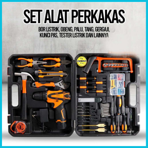 FEITUO Alat Perkakas Bor Listrik Cordless Palu Tang Obeng 57 in 1 - JG-076 / Bor Listrik Tukang / Paket Lengkap Tukang