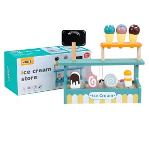 KABI Wooden Ice Cream Miniature Store for Childrens Pretend Play by WISHLAND