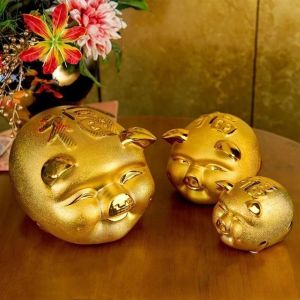 MAOMEI HOUSE Gốm sứ Lợn tiết kiệm gốm sứ Hộp Đựng Đậu Vàng Linh vật heo Lọ tiền Sáng tạo Phong cách Trung Quốc Bể tiết kiệm tiền Hộ gia đình