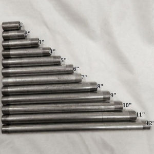 Galvanized Iron GI Nipple Pipe Fittings 1/2"x2"-1/2"x12 Schedule 30 Per Piece