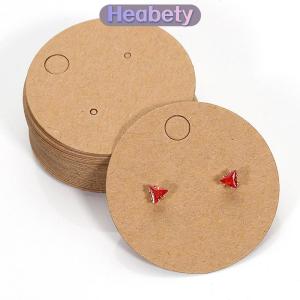 Heabety 50pcs vòng tông Bông tai thẻ hiển thị trống Kraft Giấy trang sức treo thẻ cho Bông tai tai Studs bán bao bì