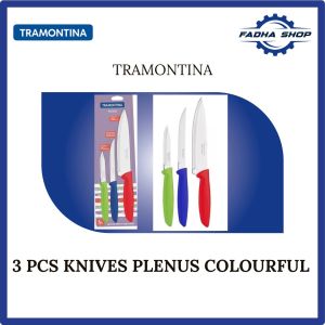 Pisau Tramontina - 3 Pcs Knives Set Plenus Colourful Original