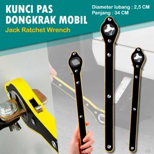 JULO  Kunci Pas Kunci Dongkrak Mobil – Kunci Pemutar Dongkrak Ratchet Wrench Rocker Alat Kunci Dongrak Mobil Universal