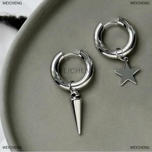 [COD] WEICHENG Fashion Heart Star Pendant Asymmetrical Earrings For Women Simple Geometric Circular Ear Buckle Jewelry Accessories Gift