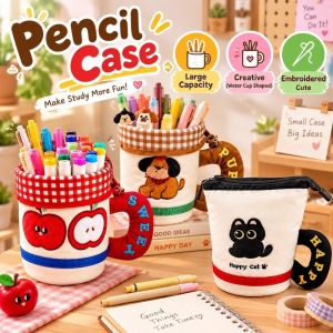 PARKOUR Cartoon Pencil Case Large Capacity Water Cup Shaped Pen Holder Multifunctional Creative Pencil bag Student