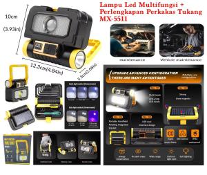 Lampu LED Multifungsi + Perlengkapan Perkakas Tukang MX-5511 Lampu Portable Waterproof Handheld Rotating Bracket