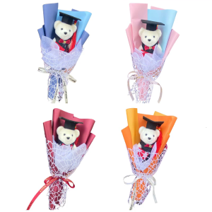 Artificial Flower Bouquets Cartoon Toy Bear Bouquet Graduation Bouquets for Student Teacher Graduation Party Supplies