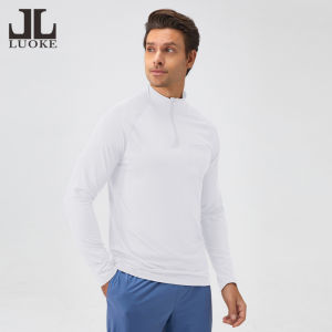 Luoke Mens Standing Neck Sports Half Zipper Fitness Long Sleeved Quick Drying Running Top