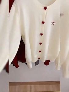 Women Ribbon Knitted Cardigan Long Sleeve Fit Button Sweater Korean Bow Baju Wanita 女士上衣