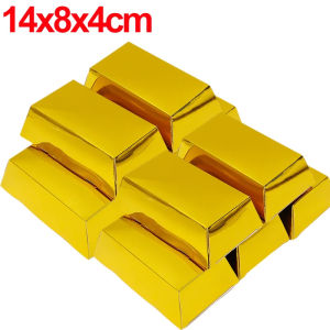 10Pcs Paper Gold Bar Gift Box Golden Party Favor Boxes Pirate Theme Party Supplies Candy Decor Box Chocolate Packaging Box