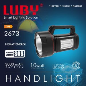 Luby Senter LED 2in1 L-2673 10 Watt +12 LED SMD Rechargeable 10 Jam 500 Meter