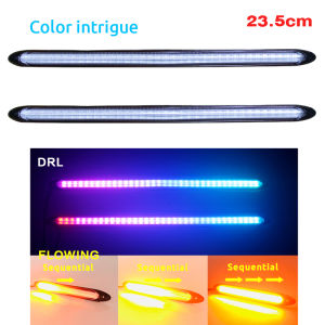 SEAMETAL Car DRL LED Daytime Running Light Flow Yellow White Turn Signal DRL Scan Waterproof Sequential Lamp