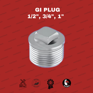 PLUG GI FITTINGS – Galvanized Iron Pipe End Seal Available size 1/2" 3/4" 1"