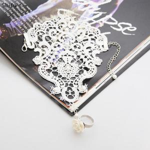 [ShiFu] 1pc Women Goth Rose Beads Flower Lace Slave Glove Adjustable Ring Long Bracelet