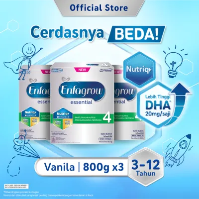 [Paket isi 3] Enfagrow Essential 4 Susu Formula 3-12 Tahun Rasa Vanila 800gr