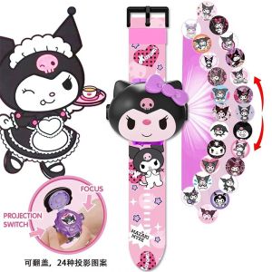 Sanrio Kids Watch Hello Kitty Kuromi Melody Cinnamoroll ของเล่น นาฬิกาโปรเจคเตอร์ 3D เด็กชายและเด็กหญิงของขวัญวันเกิดของเล่นเด็ก