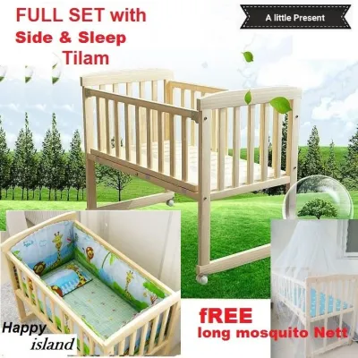FULL SET Big Size Baby Cot Baby Swing Bed 3 in 1 cradle bed A little Present Single Layer Baby Cot
