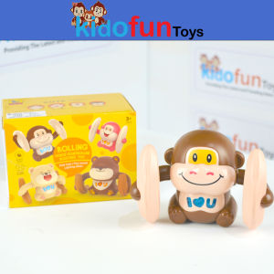 Monkey Rolling Mainan Bayi Belajar Jalan Monyet Jungkir Balik Berputar Bisa Perintah Suara & Lampu
