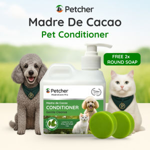 Petcher Pet Conditioner 500ml with Free Madre De Cacao Round Soaps Gentle Cleanse for Soft Shiny Coat and Itch Relief