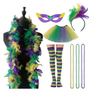 Phụ Nữ Mardi Gras Headband Với nạ mặt nửa mặt & Vòng Cổ & Khăn Quàng Cổ & bọc ấm chân Lễ Hội váy ngắn Cho Buổi Biểu Diễn tiệc cosplay