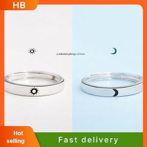 HB Fashion Opening Adjustable Sun Moon Couple Rings For Wedding Anniversary Gift