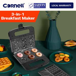 Cornell 3-in-1 Waffle Donut & Sandwich Maker Non-Stick Coating Plate CSME1105S