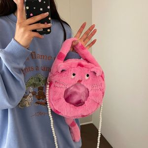 Túi đeo chéo MÈO HỒNG vải nhung lông mềm mịn túi đeo vai sang trọng thời trang dễ thương đi học đi chơi